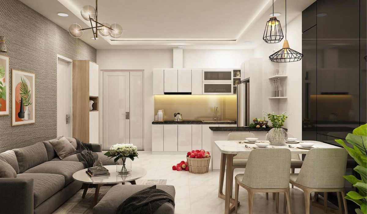 Phòng khách liền bếp là giải pháp tiện nghi dành cho những căn hộ có diện tích hạn chế